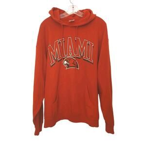 Miami RedHawks Muscle Hoodie Mens XL Red Pullover Sport Ice Hockey Kangaroo Y2K